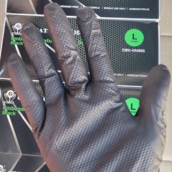 10 Boxes 🚨 Heavy-duty 8 Mil Black Diamond grip Textured Gloves 1000 Case