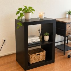 Black 2-tier wooden bookshelf