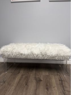 Faux fur and acrylic bench