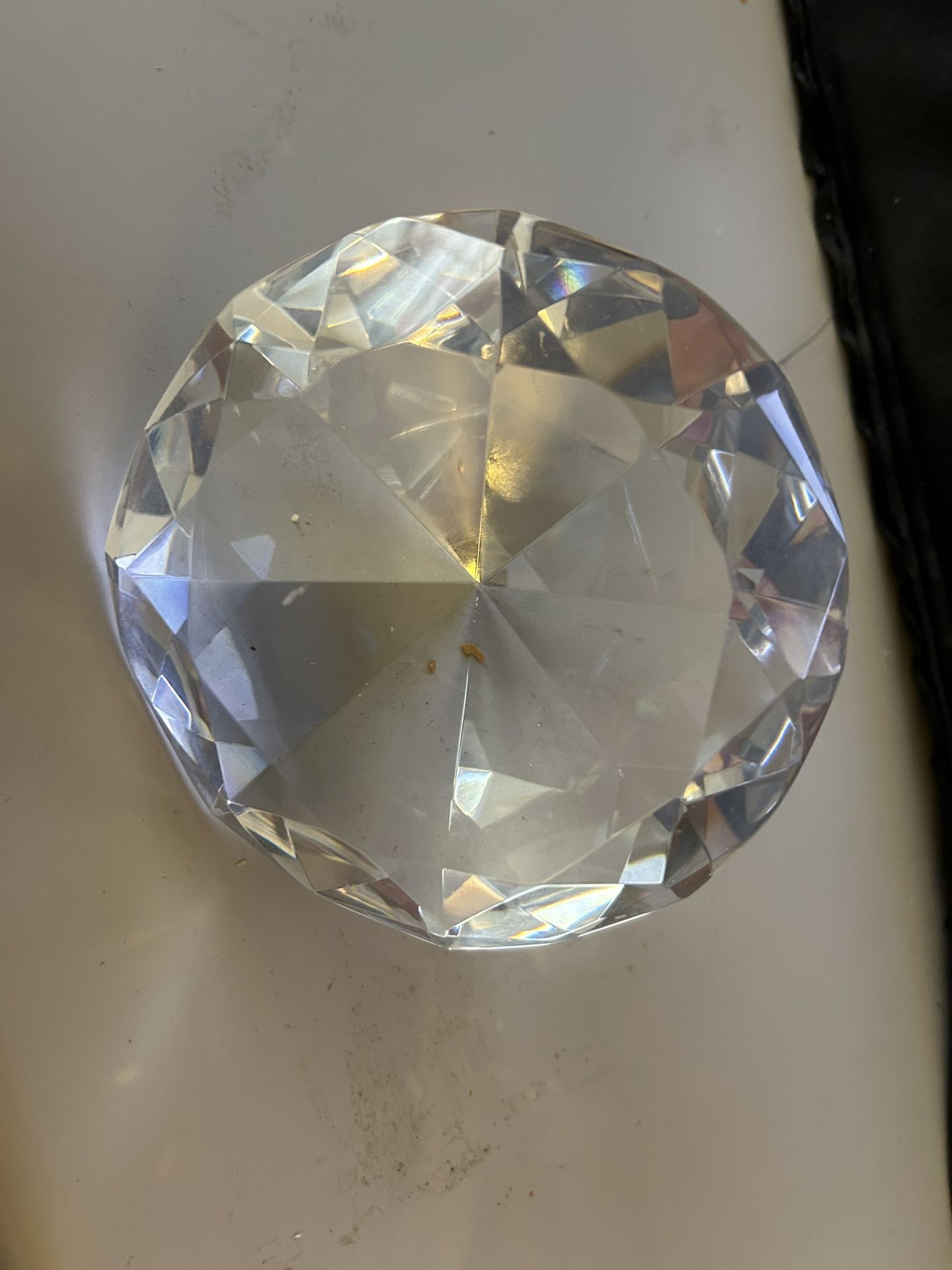 Clear, Glass, Diamond Shaped Heavy Paperweight