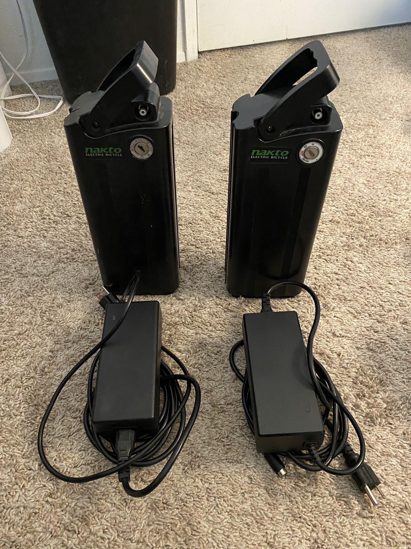 Nakto E-bike Batteries W/ Chargers (2) Lithium Ion