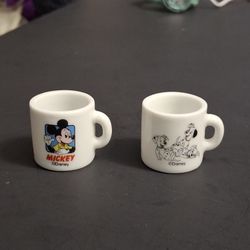 Collectible Disney Set Of 2 Miniature Ceramic Coffee Mugs, Mickey & 101 Dalmatians 1 3/16"H X 1 3/16"W