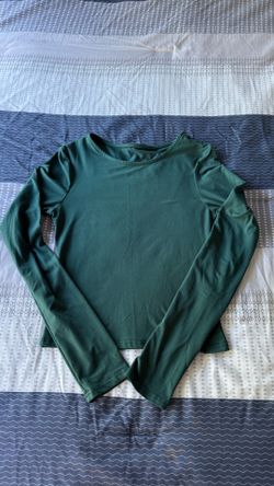 Dark Green Long Sleeve Basic Top