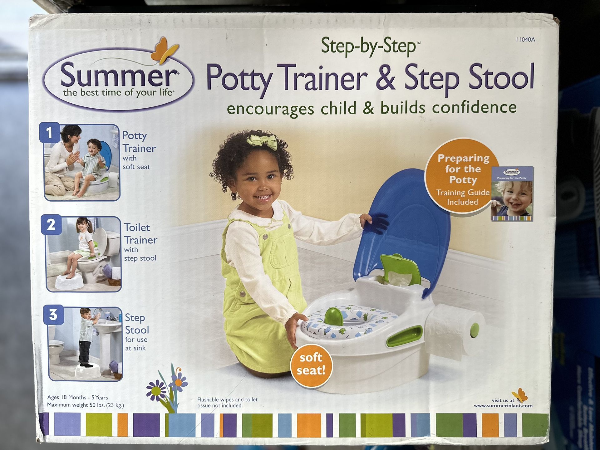 Summer Step-by-Step Potty Trainer and Step Stool, Blue/ Green