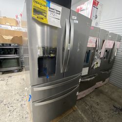 New Whirlpool Stainless Steel 4 Door Fridge 26 Cubic Feet 