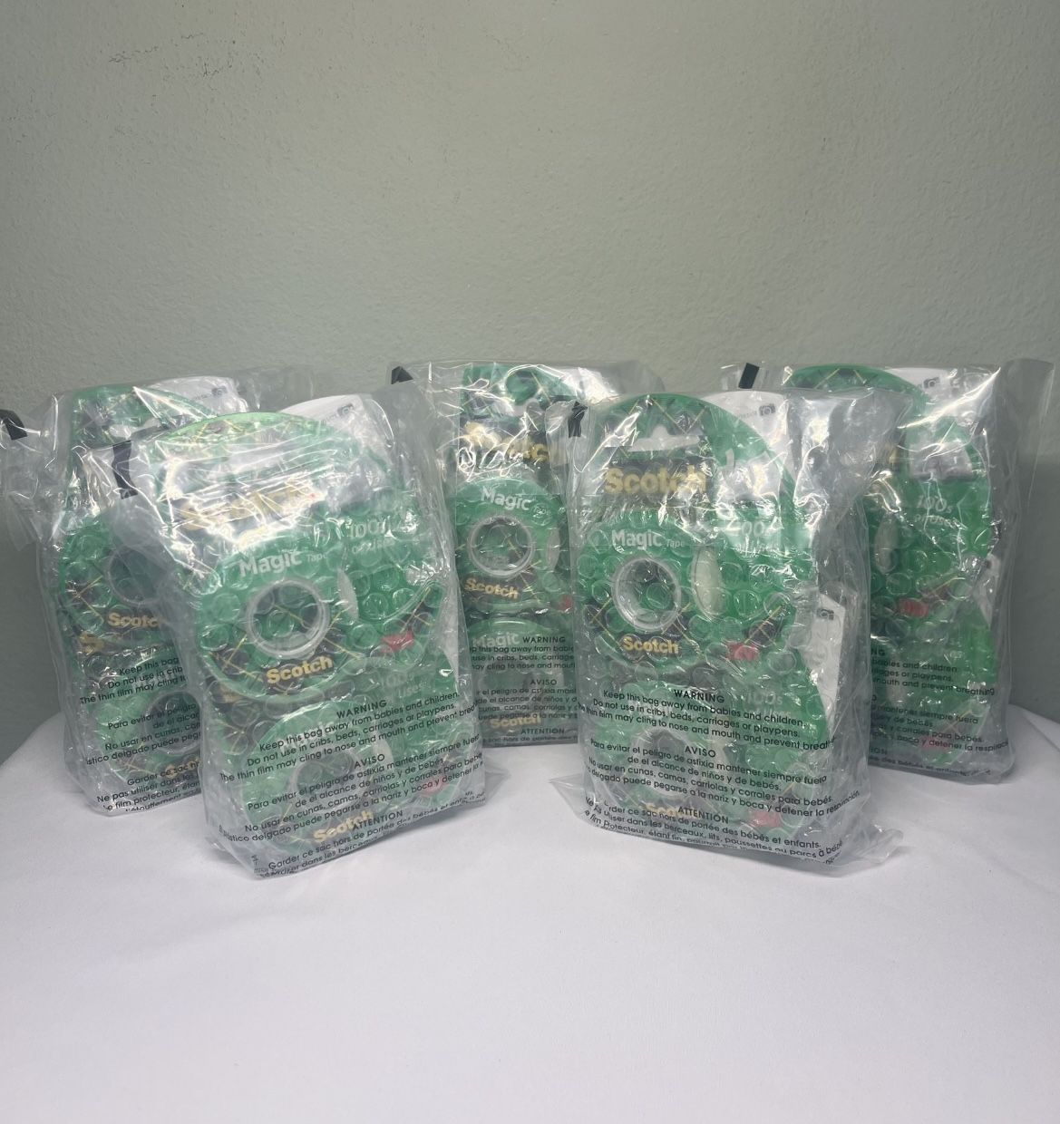 New! 5 Packs of Scotch 6-Pack Magic Tape Dispenser