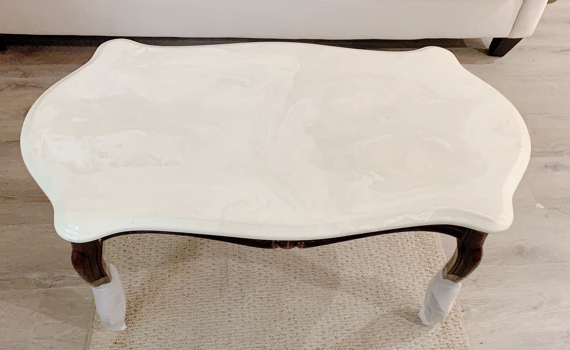 Vintage marble woody side lounge coffee tables