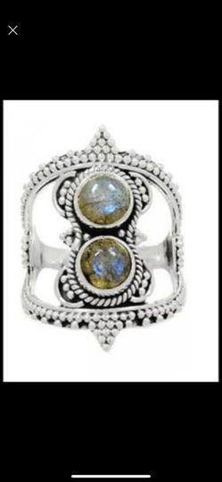New Labradorite Sterling Silver Gemstone Ring, size 7