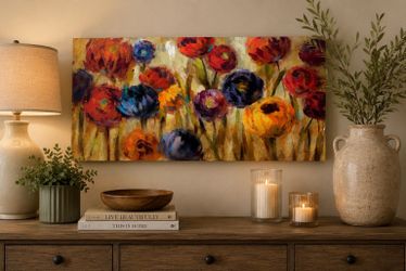 Large Abstract Floral Canvas Wall Art – Modern Statement Piece 🖼️