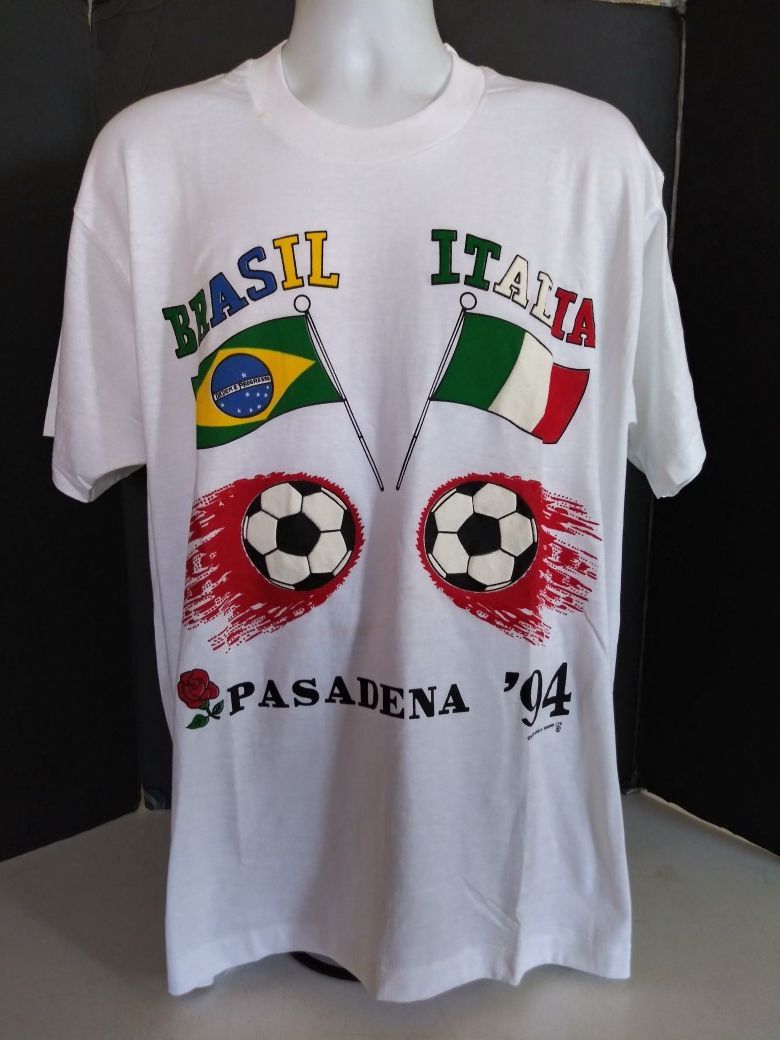 VTG NOS World Cup T Shirt Brazi vs Italy pasadena Soccer...