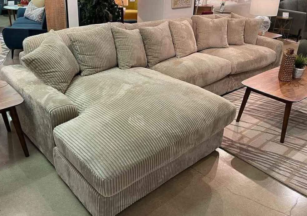 Sectional, Modular, Ultra-Plush Corduroy Fabric Deep Seats, Reversible, Lounge, Free Delivery