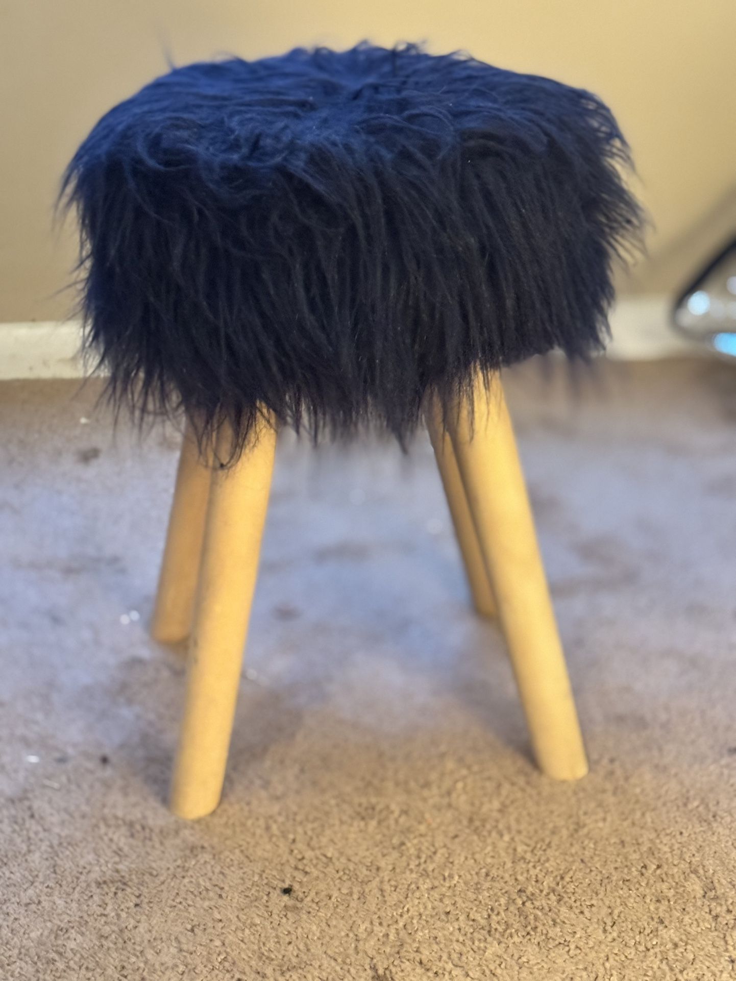 Blue Fuzzy Stool
