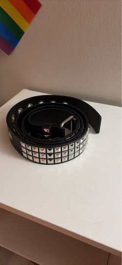 Black Studded Belt with Silver Pyramid Studs