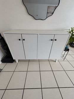 White Storage Cabinet / Sideboard with 4 Doors