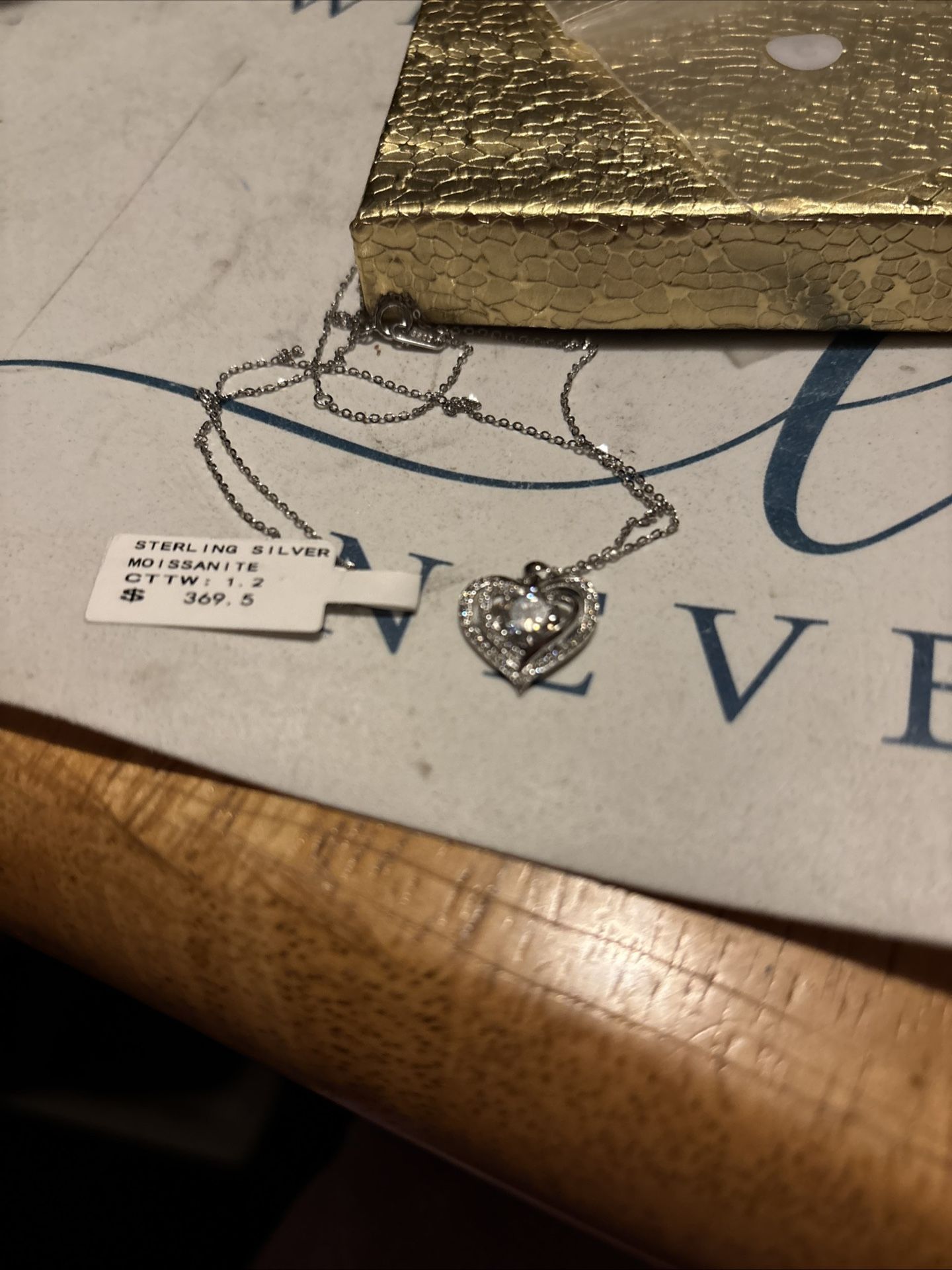 Moissanite Heart Shape moving Heart Necklace