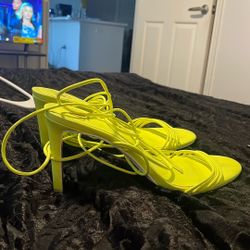 Lace Up Neon Heels 