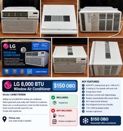LG 8,000 BTU Window Air Conditioner LW8017ERSM