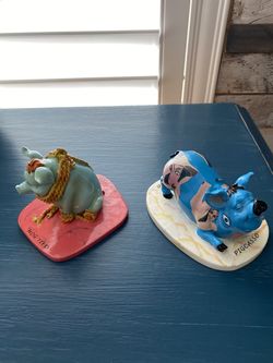 (2) PIG INVASION PORCELAIN PIGS
