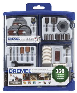 Dremel 160-Piece Rotary Tool Accessory Kit with EZ Lock Technology - 1/8" Shank - Cutting Bits, Polishing Wheel and Compound, Sanding Drums & Disc (71
