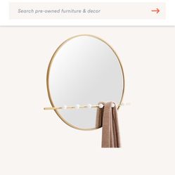 West Elm Moon Mirror With Hooks 