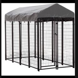 Dog Kennel Cage Dog House Crate With Canopy Tarp 