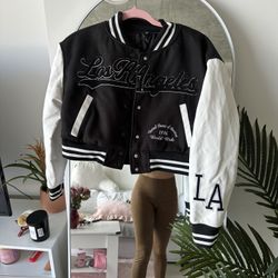 La bomber Varsity Crop Jacket Woman Black & White Small 
