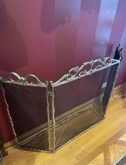 Antique French Pewter Fireplace Screen