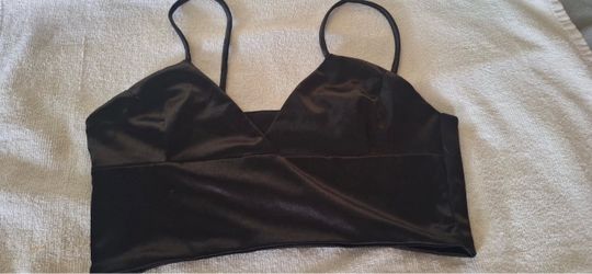 Black Satin Crop Top Bralette