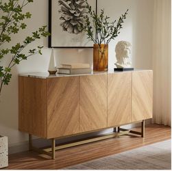 Faux Marble Top Mid Century Modern TV Stand for TVs up to 65“