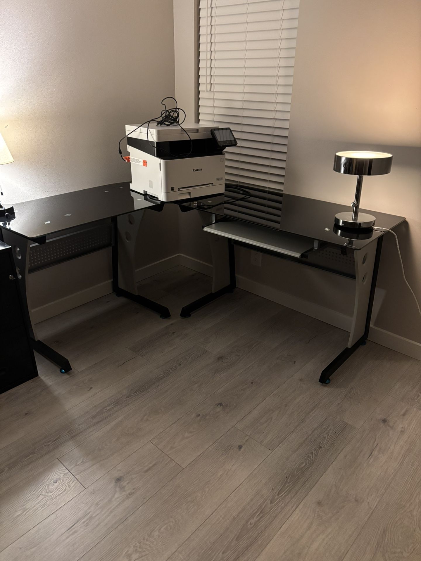 Office Table With Glass Top & Metal Frame