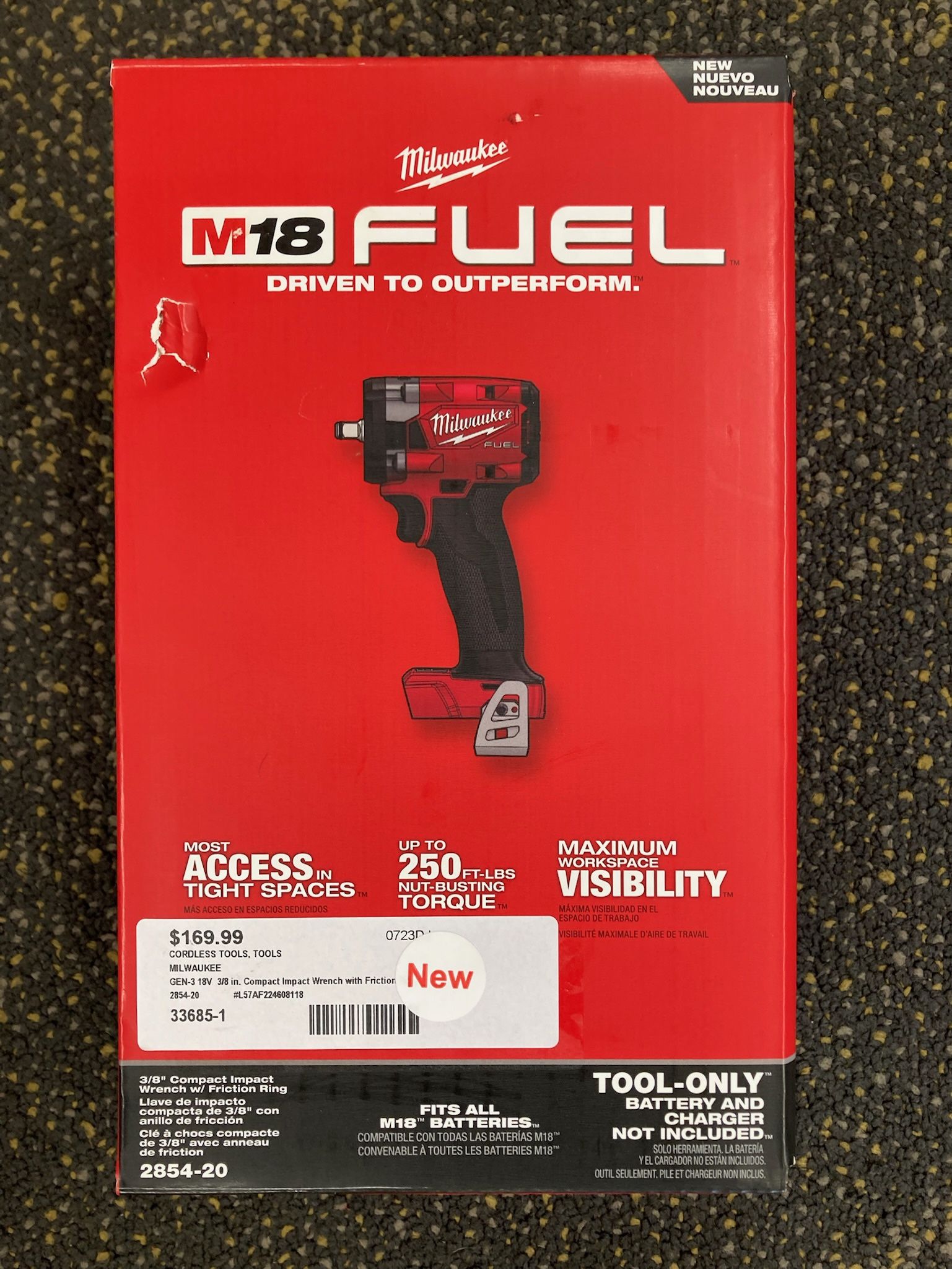 MILWAUKEE 2854-20 GEN-3 18V 3/8” Compact Impact Wrench with Friction Ring
