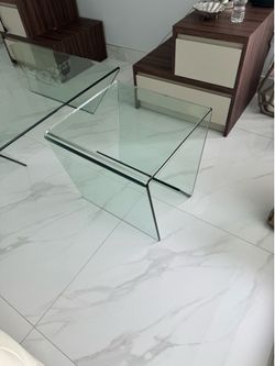 Glass table and matching side table