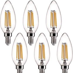 60W Equivalent LED Chandelier Light Bulbs, Dimmable, E12 Base, Clear B11 LED