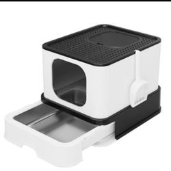 RIZZARI Stainless Steel Litter Box: Extra Large Design Prevents Leaks