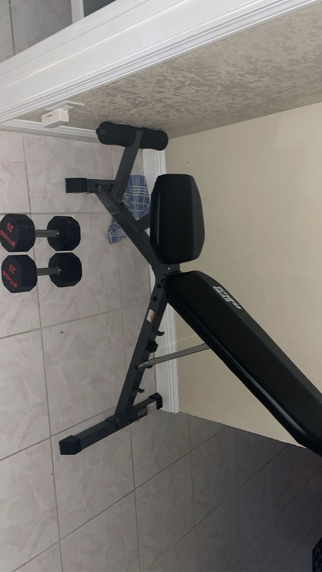 Brand New Free Weight Bench With 25 LB Dumbbells