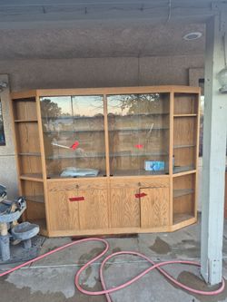 large oak China cabinet.