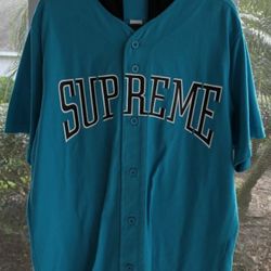 SS16 Supreme hooded baseball top size M medium tee t-shirt Blue Mariners jersey