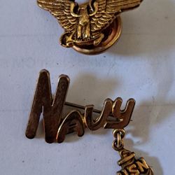 2 Vintage Navy Lapel Or Hat Pins