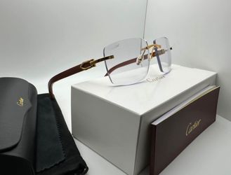 Cartier 24K Gold/Clear Bubinga Wood Vintage Buffalo Horn Buffs Glasses