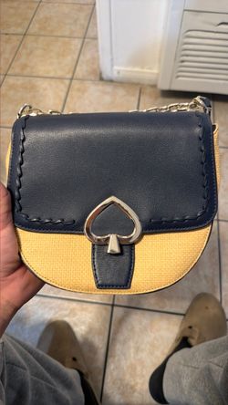 Kate Spade Navy and Yellow Saddle Crossbody Bag