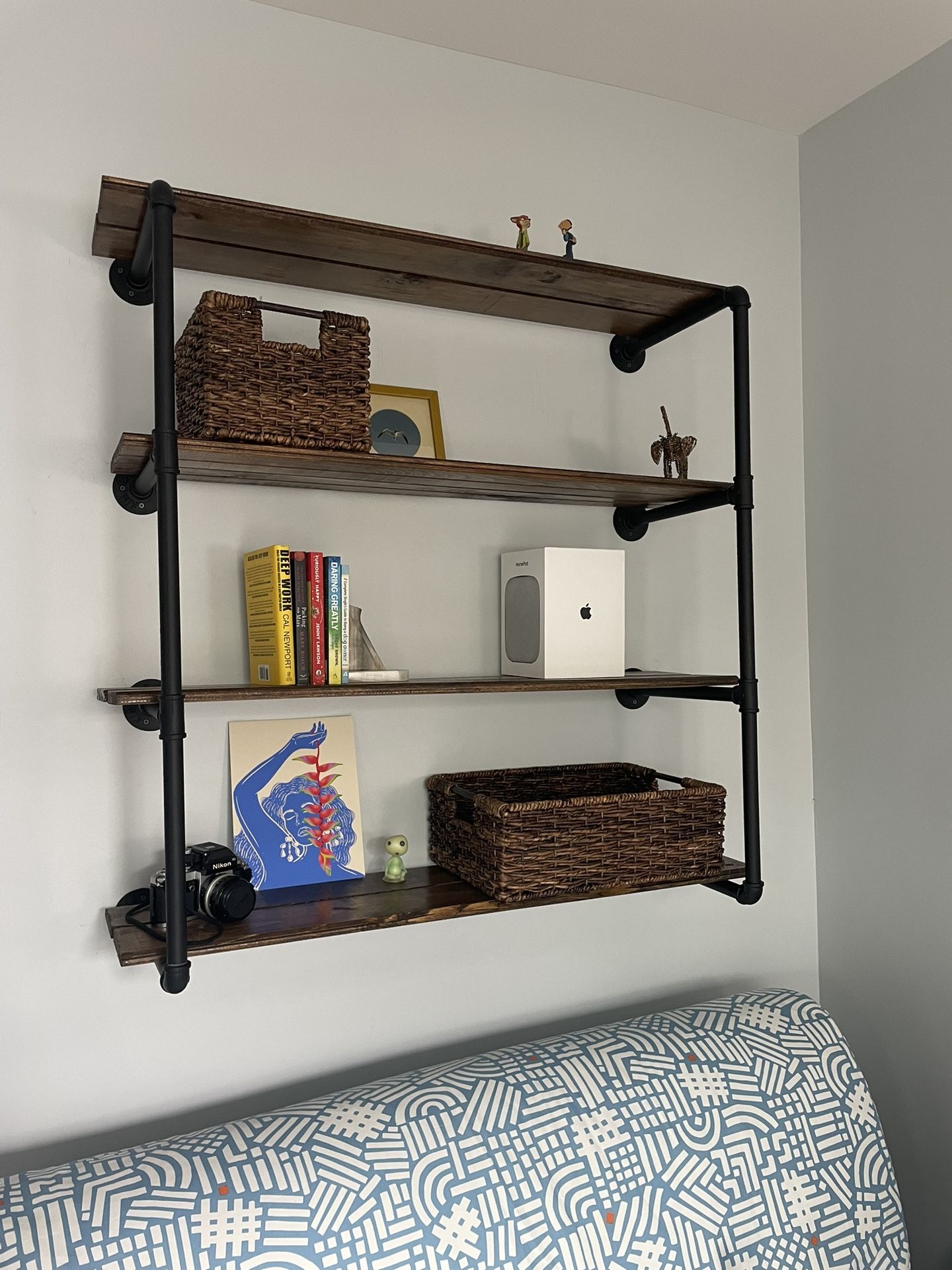 Industrial style wall shelves