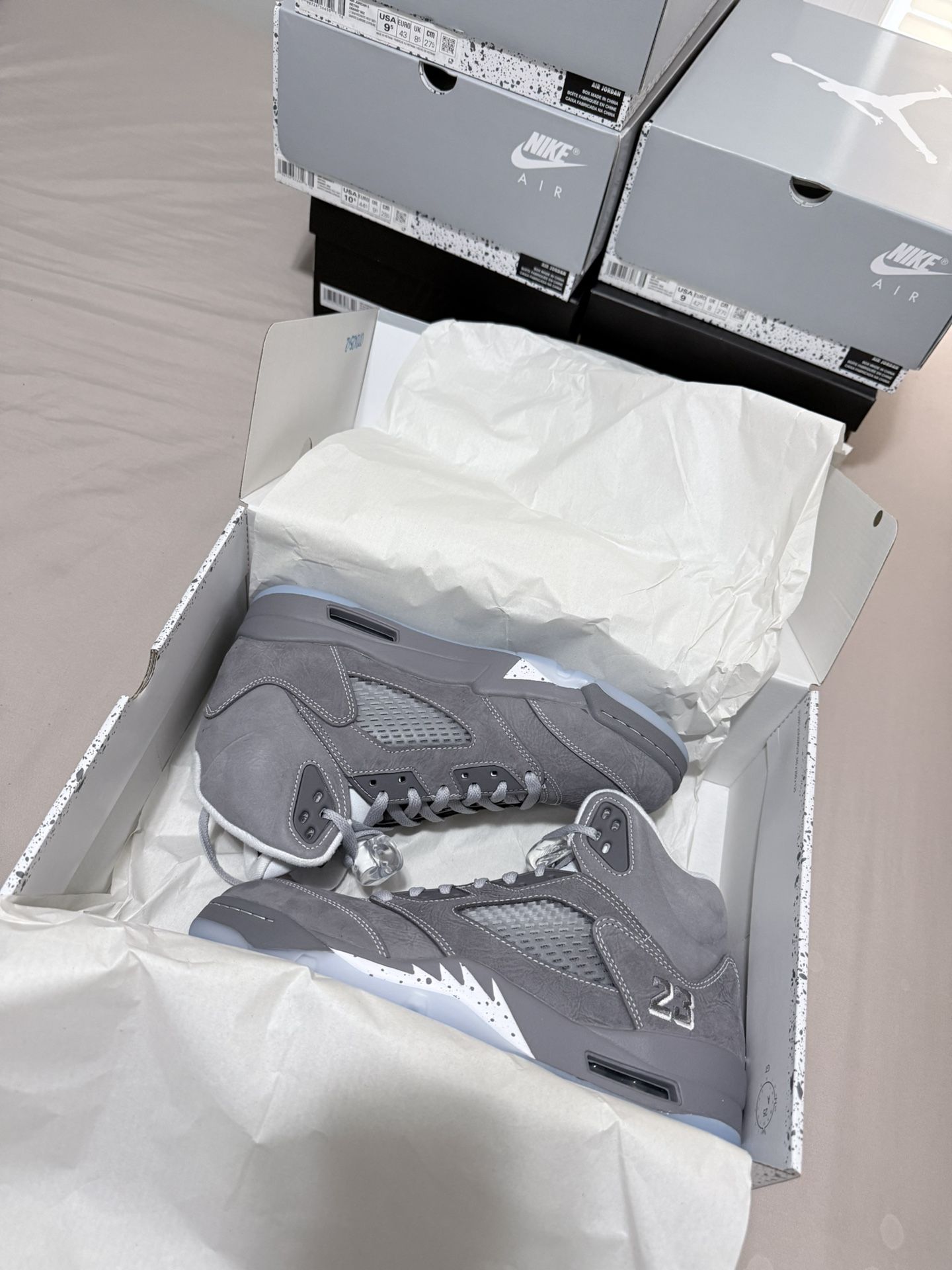 Jordan 5 Wolf Grey Brand New From Nike Size 8.5 Men With Digital Receipt!