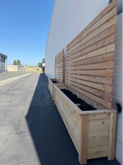 Cedar Planter + Bench Storage with Privacy Screen for Patio or Side Yard