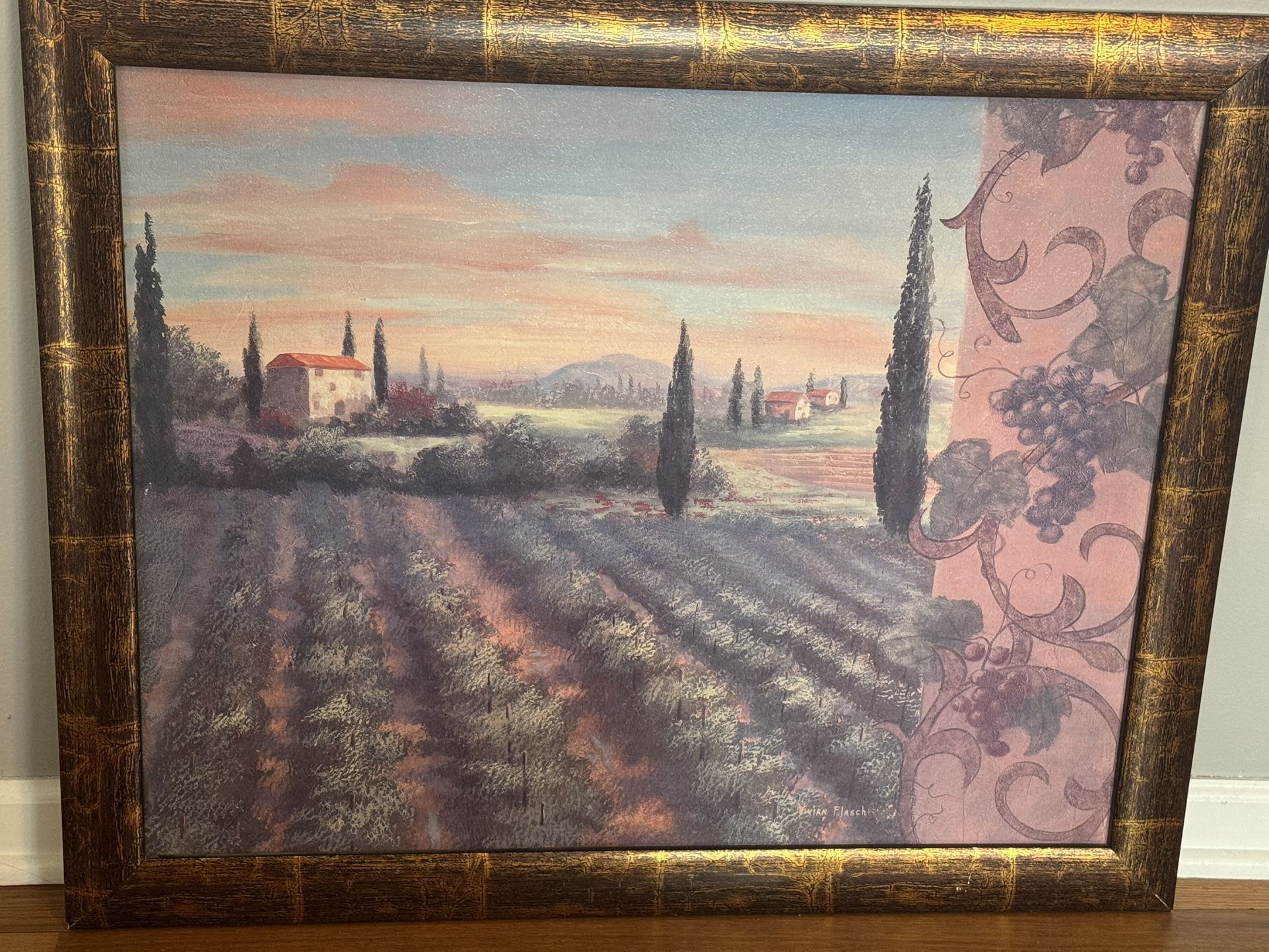 Vivian Flasch Fruit of the Vine II Framed Oil Painting, Signed