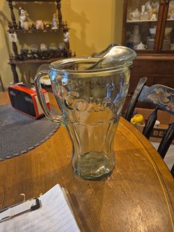 Vintage coca cola press glass water pitcher
