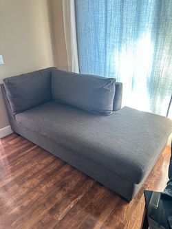 Gray Fabric Chaise Lounge Sofa - $75 OBO