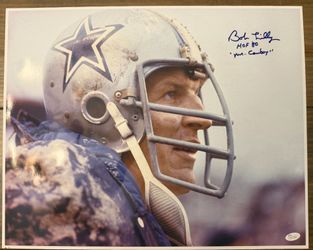 Bob Lilly JSA Witnessed Autographed 16x20 Dallas Cowboys Photo w/ HOF ’80 & “Mr. Cowboy” Inscriptions