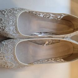 Wedding Shoes,  Lace Flats (Size 8.5)