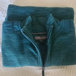 Outdoor Life Men's Teal 1/4 Zip Waffle-Knit Mock Neck Long Sleeve Sweater XL