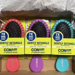 Conair small detangle brush, 3 colors available, new